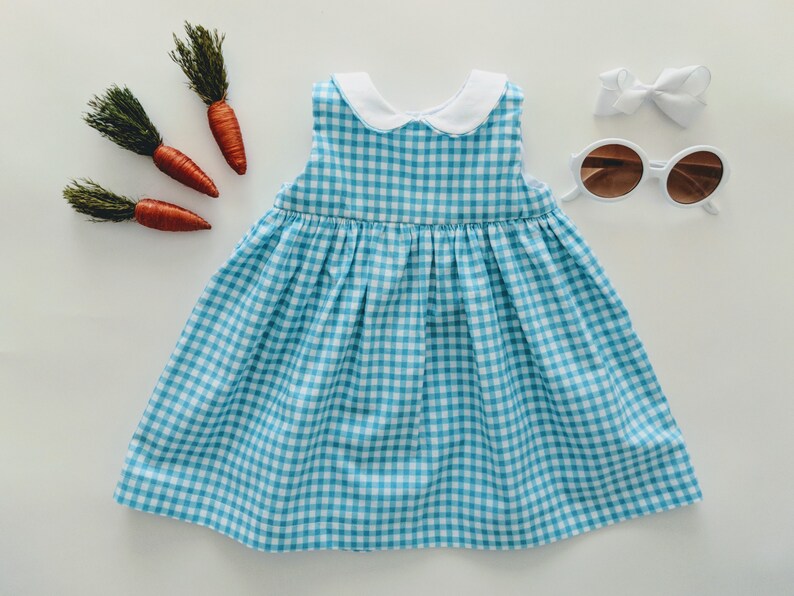 3-6 Mo Teal Gingham Girls Dress | Etsy