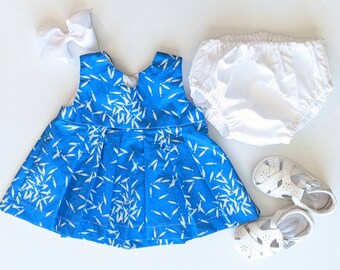 6-12 Mo Top & Bloomer Set / Fish Print Top / Summer Clothing / Spring Clothing / Fish Print Dress / White Bloomers / Kids Animal Print