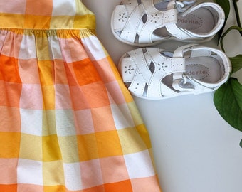 SALE 6-12 Month Spring Orange Plaid Dress / Summer Dress / Summer Plaid / Plaid Dress / Ready to Ship