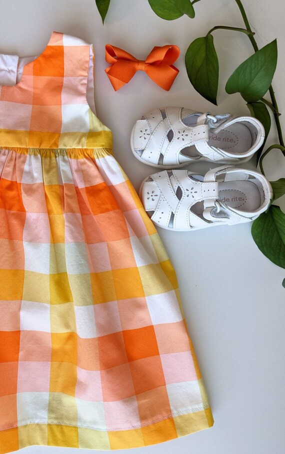 open lace back dress Orange and Pink Plaid Dress  Turnstyle Fashion