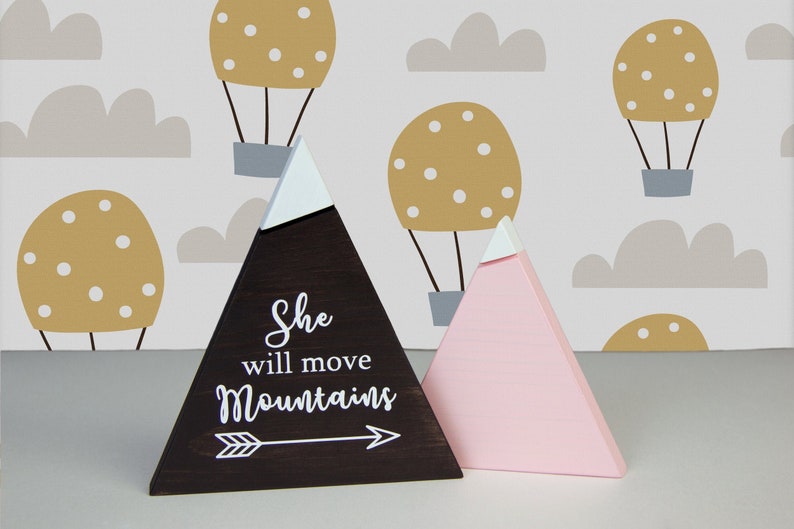 She Will Move Mountains Wood Mountain Set Nursery Decor Etsy