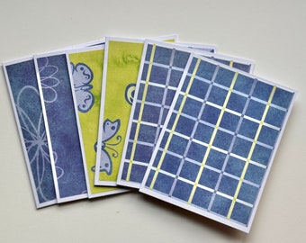 Conjunto de 6 tarjetas de felicitación en blanco hechas a mano.