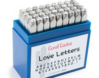 3mm Premium Jewelry Stamping Tools - Metal Stamp Set/Punch Set with Letters, Numbers, Punctuation/Symbols - Combination Stamp Custom Font