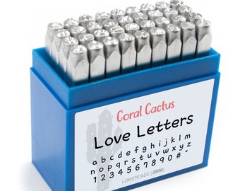 3mm Lower Case Jewelry Stamping Tools - Metal Stamp Set/Punch Set with Letters, Numbers, Punctuation/Symbols - Combination Stamp Custom Font