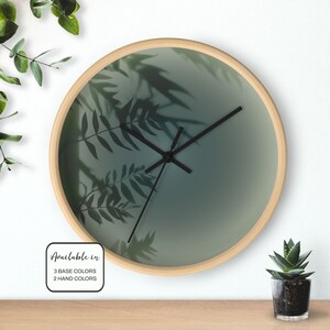 Ätherische minimalistische Wanduhr, Natur inspirierte Uhr, 10 "Blatt-Schatten-Uhr, botanische Uhr, minimalistisches Dekor, Boho Natur inspiriertes Geschenk