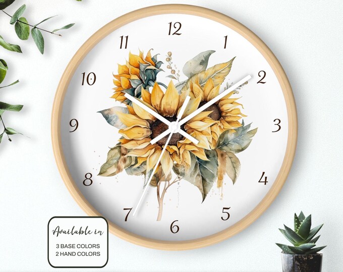 Sunflower Floral Wall Clock, 10