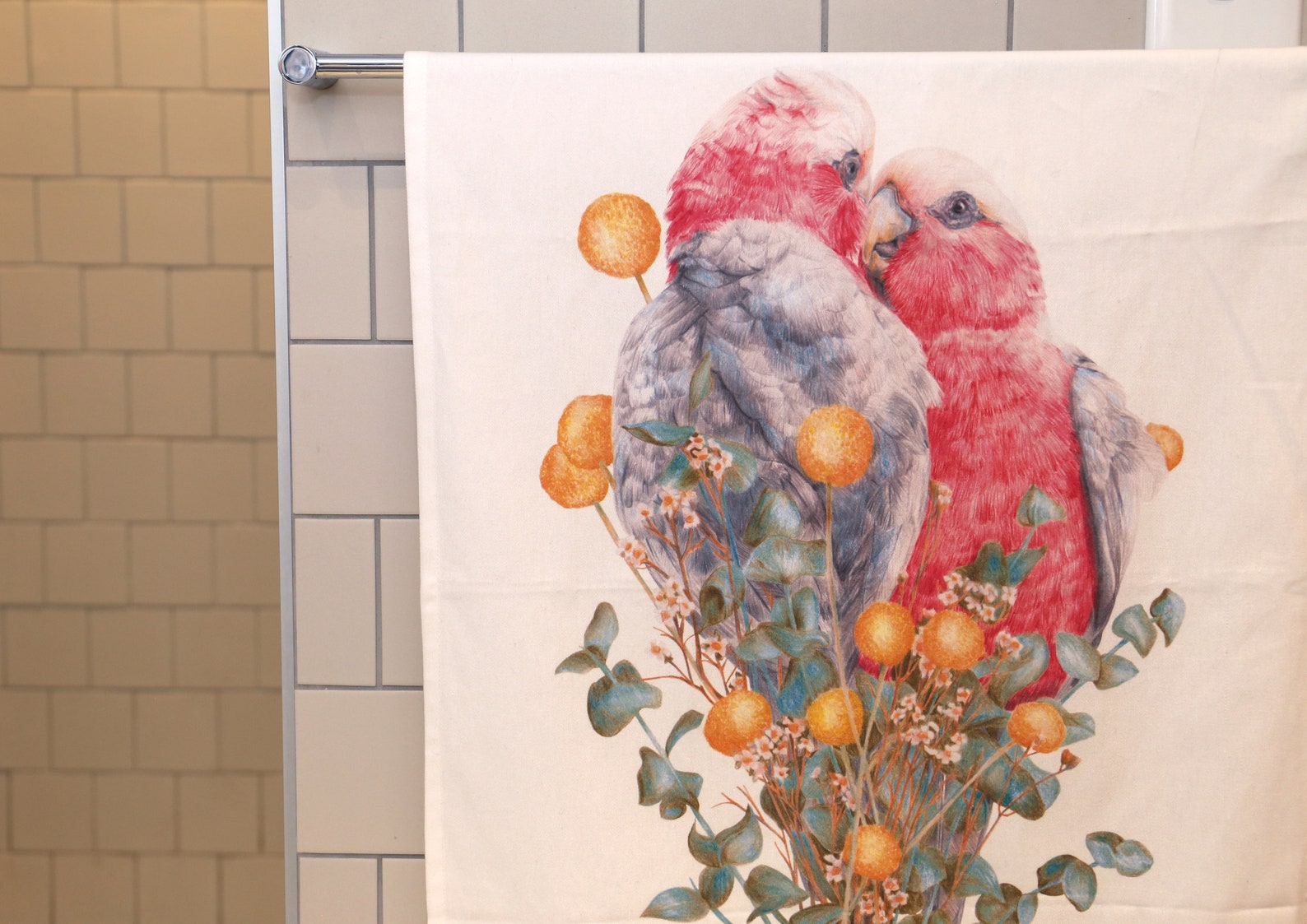 Galah Tea Towel Bird Organic Australian Cotton Dish Towel Etsy