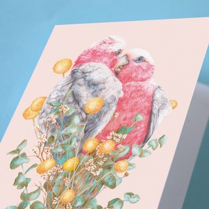 Galah Greeting Card, Pink Bird Love Blank Card with Envelope, Wedding Card, Valentine's Day Card Anniversary Gift, Australian Botanical Card image 4