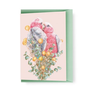 Galah Greeting Card, Pink Bird Love Blank Card with Envelope, Wedding Card, Valentine's Day Card Anniversary Gift, Australian Botanical Card image 8