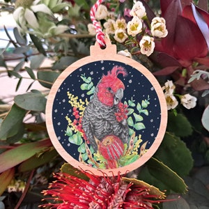Wooden Ornament of Australian Birds Gang-gang Cockatoos Hanging Decoration made from Eucalypt Lightweight Souvenirs from Australia image 3