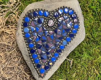 Mosaic Rock - Royal Blue Heart
