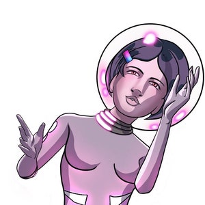 Pink Astronaut STICKER clear diecut space explorer bi universe space suit