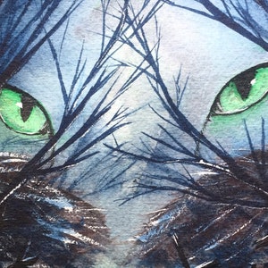 Little God Swamp PAINTING Pet Sematary Stephen King horror art watercolor ink cemetery graveyard tombstone goth spooky cat eyes Wendigo