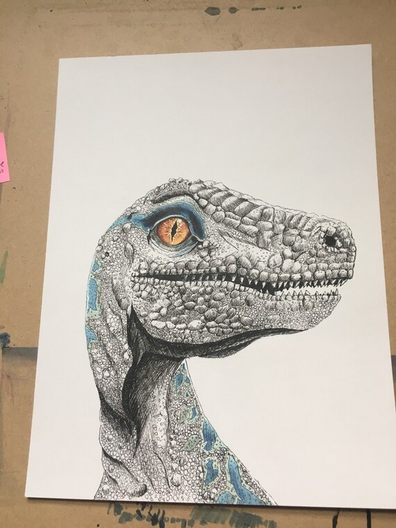 Blue The Velociraptor Print From Jurassic World Fallen Kingdom Etsy