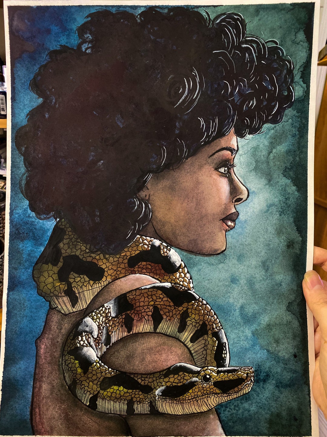 Python Priestess PAINTING Watercolor Witchcraft Bruja Witch - Etsy
