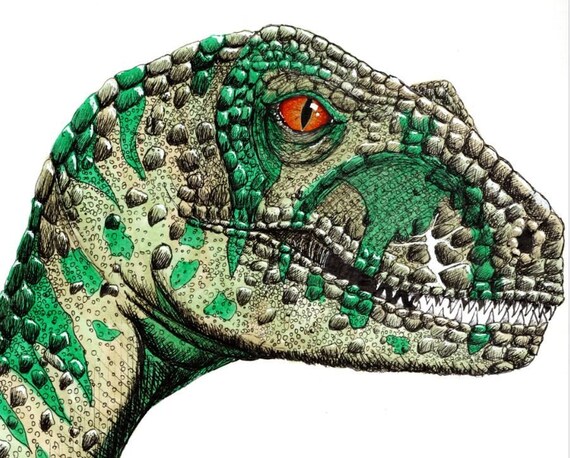 Echo Art Print Jurassic World Raptor Squad Chris Prat Blue Etsy