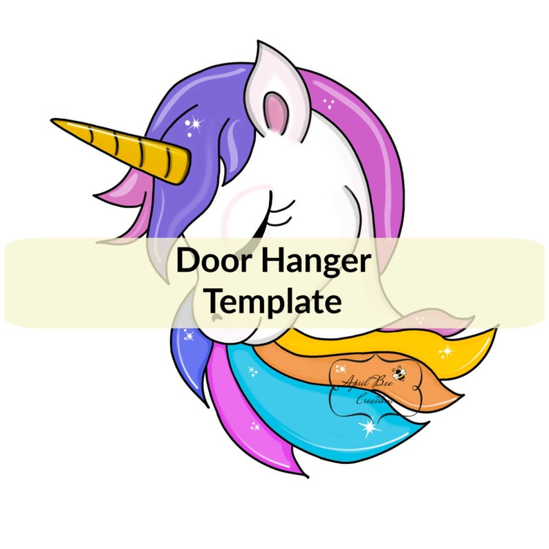 Door Hanger TEMPLATE Unicorn Wooden Door Hanger Template DIY Etsy