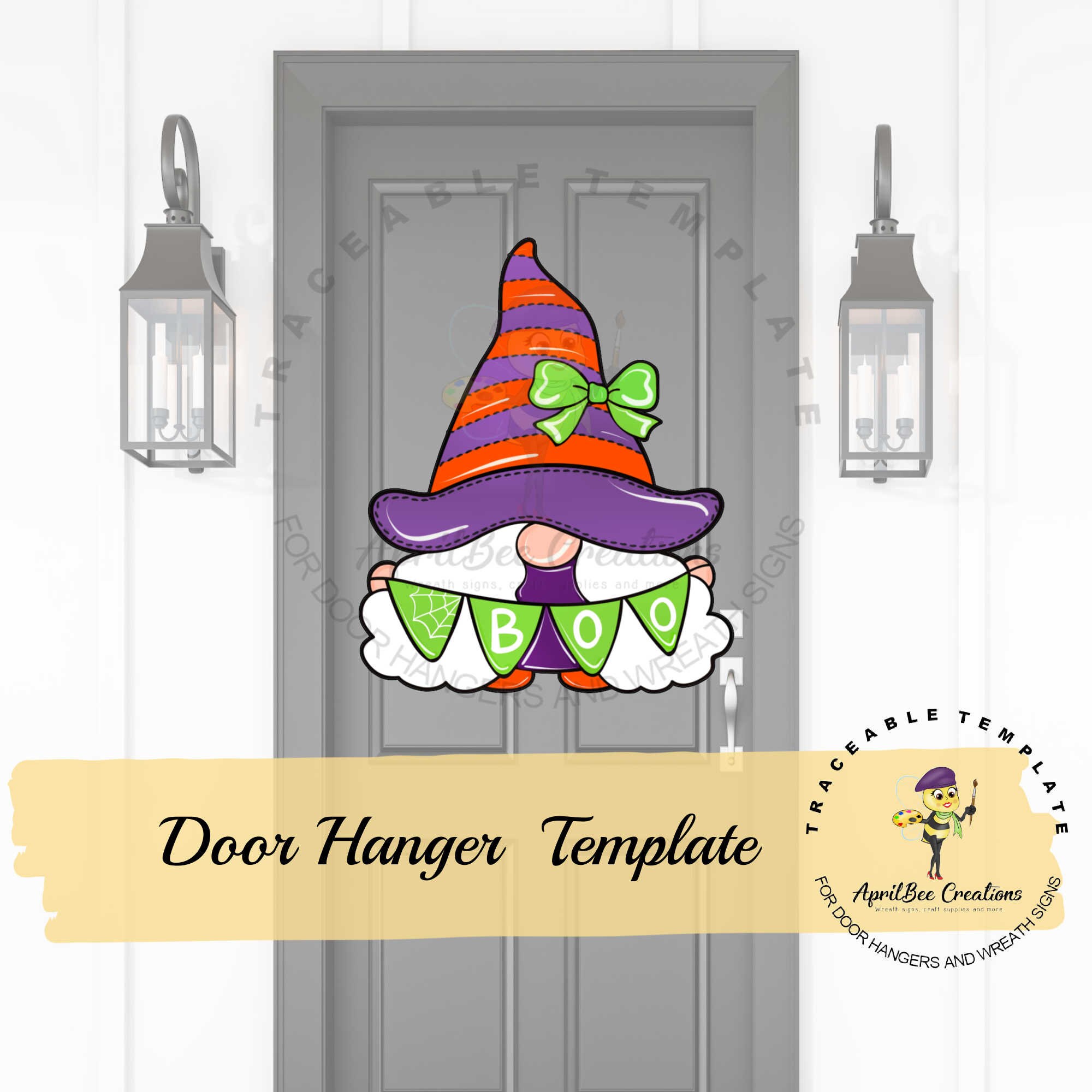 Halloween Gnome Door Hanger Template Boo Sign Halloween Gnome | Etsy