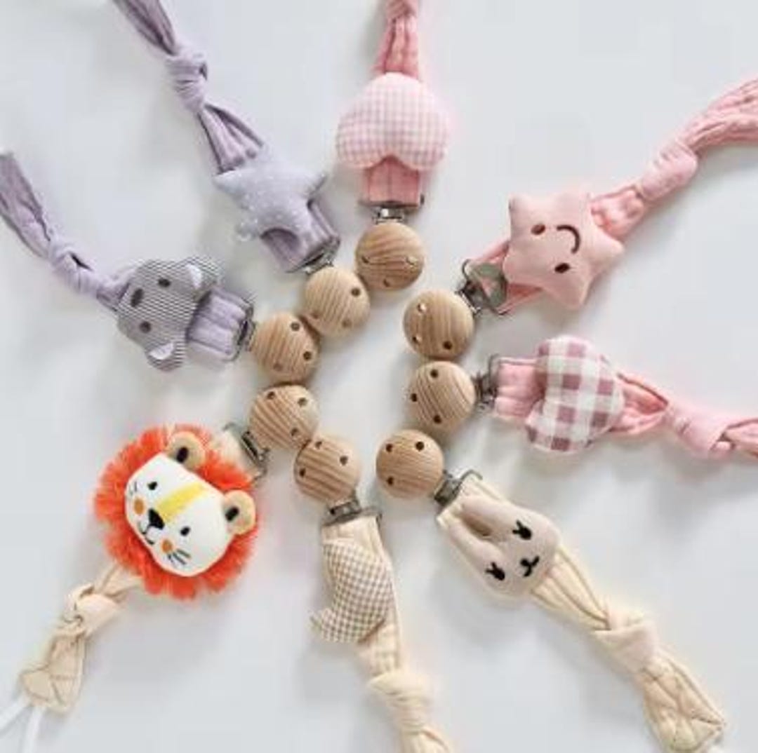 Cartoon Animal Pacifier Clip: Soft Fabric, Anti-drop Chain - Etsy