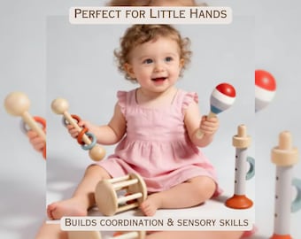 Set de instrumentos musicales Montessori para bebés: juguetes sensoriales de madera para niños pequeños, regalo educativo.