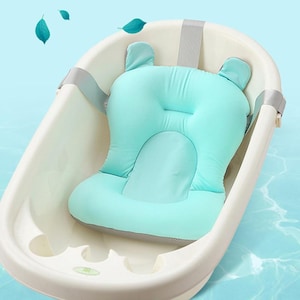 ベビーバスシートサポートマット 折りたたみ式 ベビーバスタブパッド＆チェア 新生児用バスタブピロー 幼児用 滑り止め ソフト 快適 ボディクッション