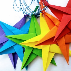 Rainbow Origami Paper Star Bunting