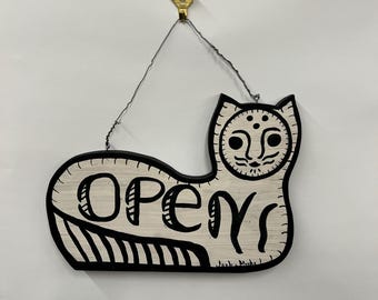 Open/Shut Kitty Cat Signage