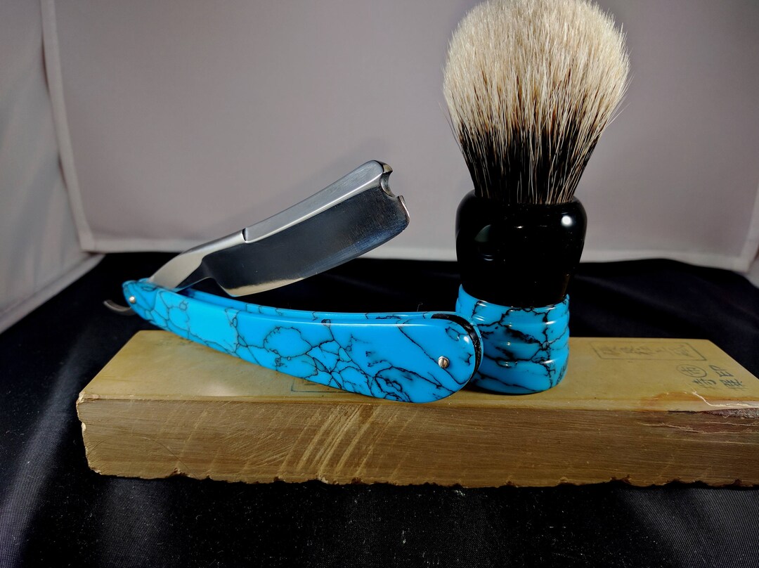 Vintage Wade & Butcher Straight Razor With Custom Turquoise Trustone Scales, Real Solingen