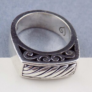 Size 8.5 Brighton Solid Sterling Silver Domed Ring 12.6g 8mm Wide Band With Filigree Openwork Swirls, Substantial & Stackable bild 10