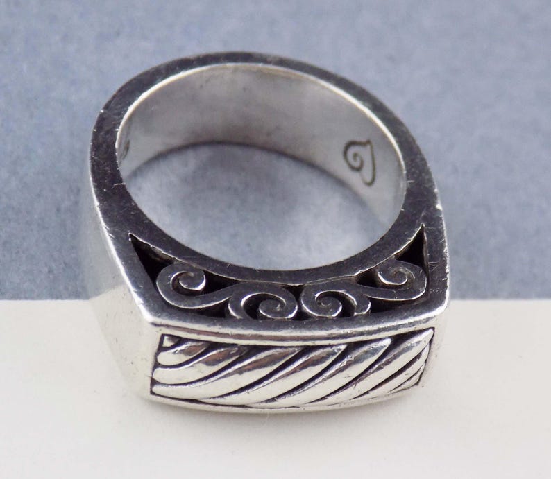 Size 8.5 Brighton Solid Sterling Silver Domed Ring 12.6g 8mm Wide Band With Filigree Openwork Swirls, Substantial & Stackable bild 10