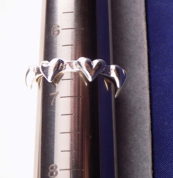 Size 6.5 Solid Sterling Silver Puffy Hearts Ring … - image 5
