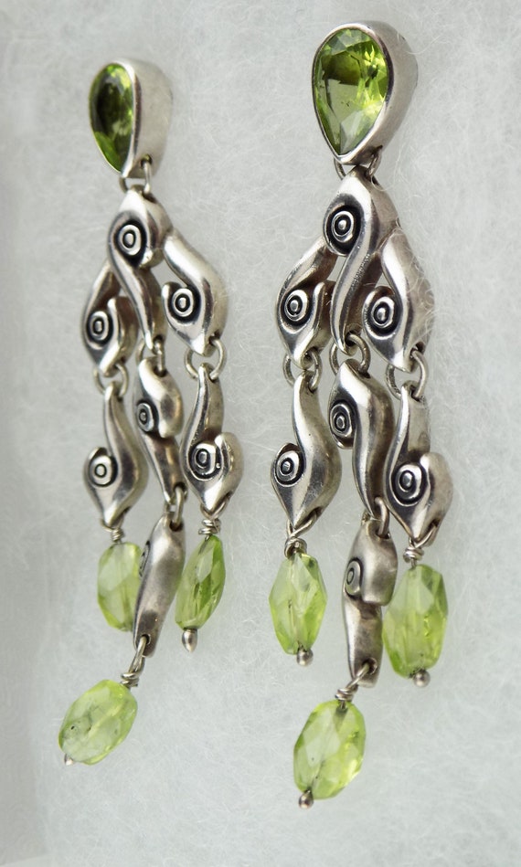 Peridot Dangling Sterling Silver Chandelier Earri… - image 5