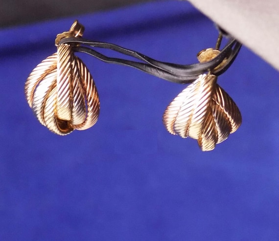 14K Multi Tone Solid Gold Huggie Stud Earrings, T… - image 2