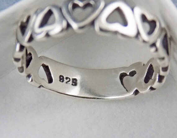 Cute Linked Open Hearts Sterling Ring Size 4.75 /… - image 6