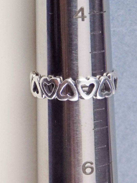 Cute Linked Open Hearts Sterling Ring Size 4.75 /… - image 2