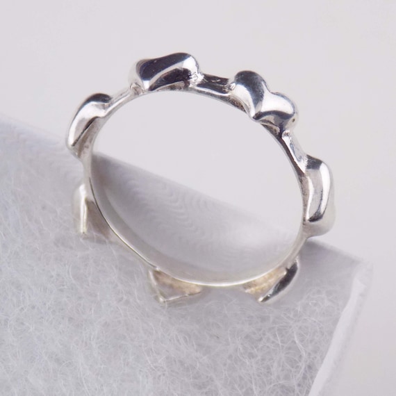 Size 6.5 Solid Sterling Silver Puffy Hearts Ring … - image 1