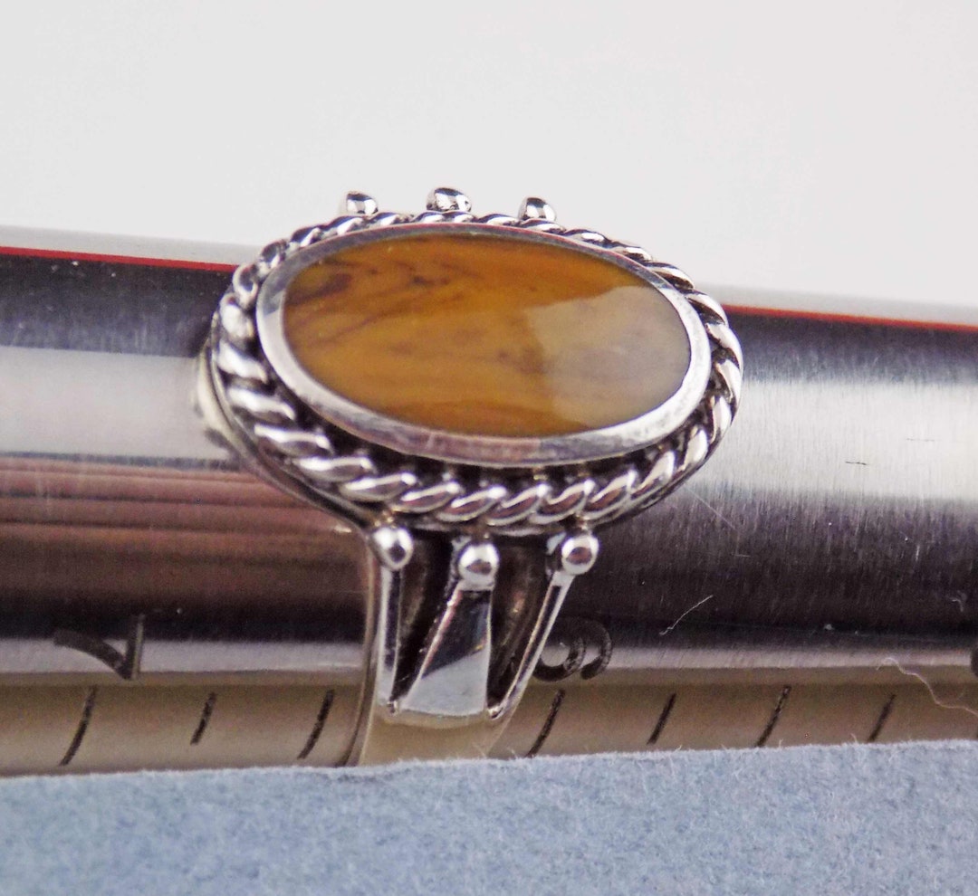 Sz 6.25+, Vintage Marsala Sterling Silver & Brown Obsidian