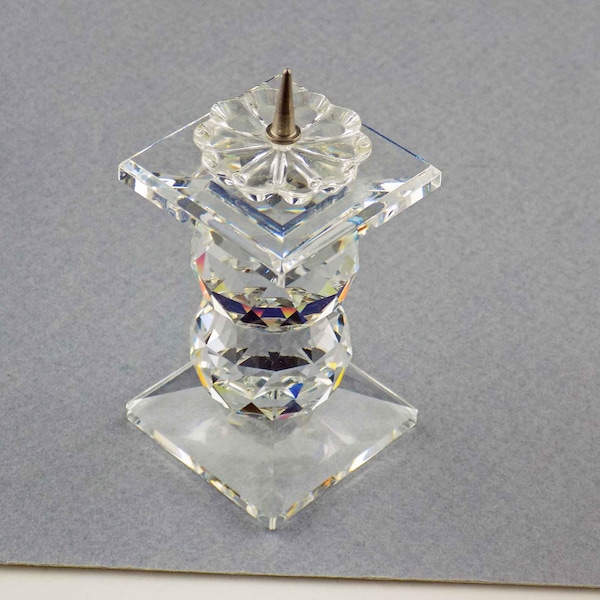 Swarovski Crystal Candleholder 102 European Pin 3 Inch Tall MINT Retired 010 075 / 010075 / 7600 102 000, Austria Swan Logo, No Box