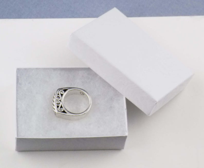 Size 8.5 Brighton Solid Sterling Silver Domed Ring 12.6g 8mm Wide Band With Filigree Openwork Swirls, Substantial & Stackable bild 11