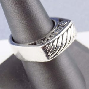 Size 8.5 Brighton Solid Sterling Silver Domed Ring 12.6g 8mm Wide Band With Filigree Openwork Swirls, Substantial & Stackable bild 6