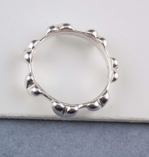 Size 6.5 Solid Sterling Silver Puffy Hearts Ring … - image 9