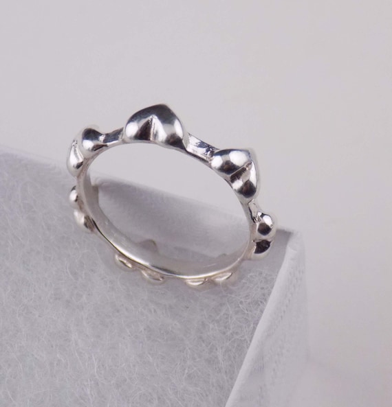 Size 6.5 Solid Sterling Silver Puffy Hearts Ring … - image 10