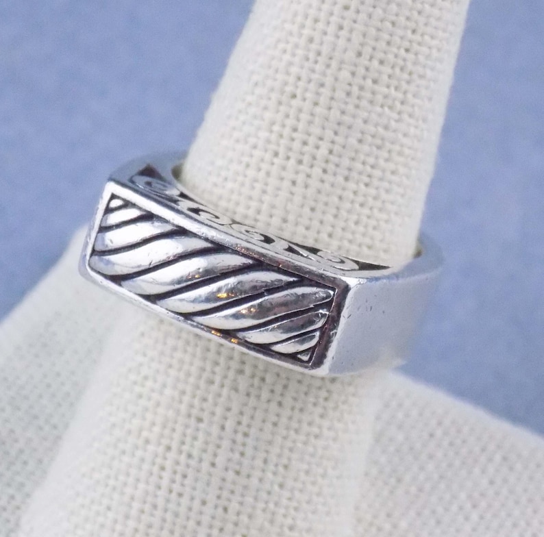 Size 8.5 Brighton Solid Sterling Silver Domed Ring 12.6g 8mm Wide Band With Filigree Openwork Swirls, Substantial & Stackable bild 8