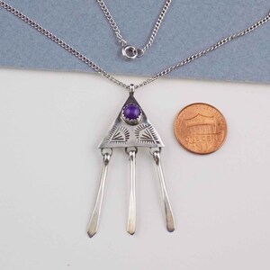 Navajo Sterling Purple Chalcedony Fringe Pendant Necklace 18 