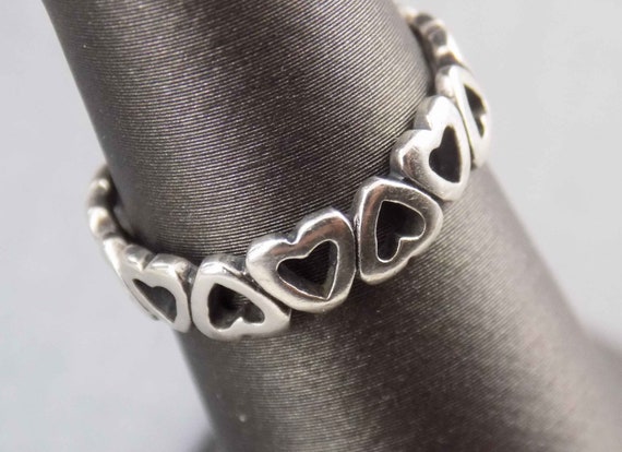 Cute Linked Open Hearts Sterling Ring Size 4.75 /… - image 5