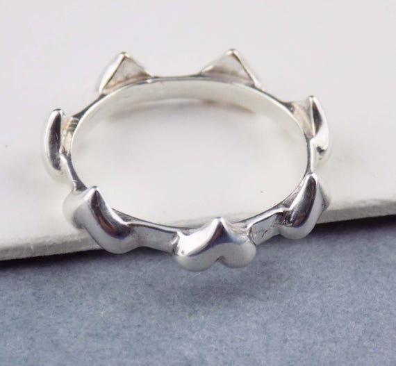 Size 6.5 Solid Sterling Silver Puffy Hearts Ring … - image 7