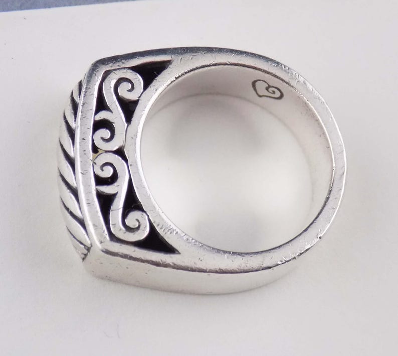 Size 8.5 Brighton Solid Sterling Silver Domed Ring 12.6g 8mm Wide Band With Filigree Openwork Swirls, Substantial & Stackable bild 2