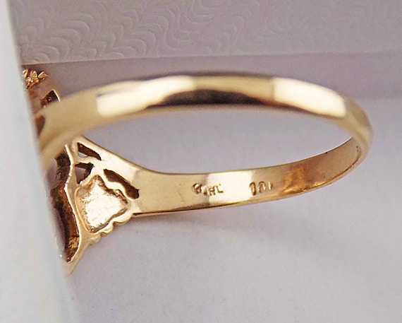 10k Tri-Tone Gold Elephant Openwork Ring - Polished Textured Band, Size 6, Handcrafted USA - View #11
