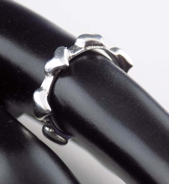 Size 6.5 Solid Sterling Silver Puffy Hearts Ring … - image 8