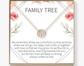 Family Tree Necklace Gift Tree of Life Necklace, Pendant, Charm, Jewelry for Mom, Daughter, Grandma, Aunt, Women, Family, Generations, Tree